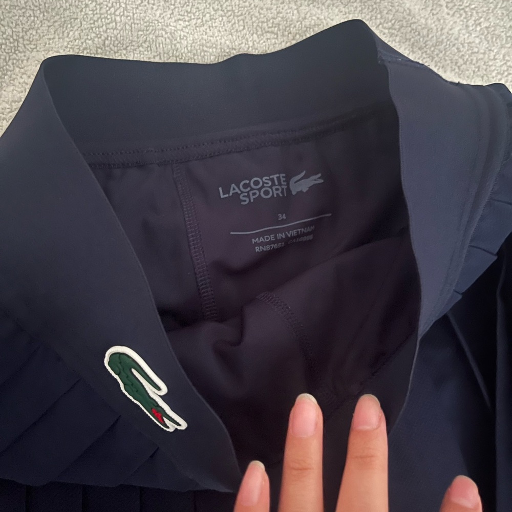 Lacoste Navy Pleated Mini Skirt with Crocodile Patch - Picture 2 of 3